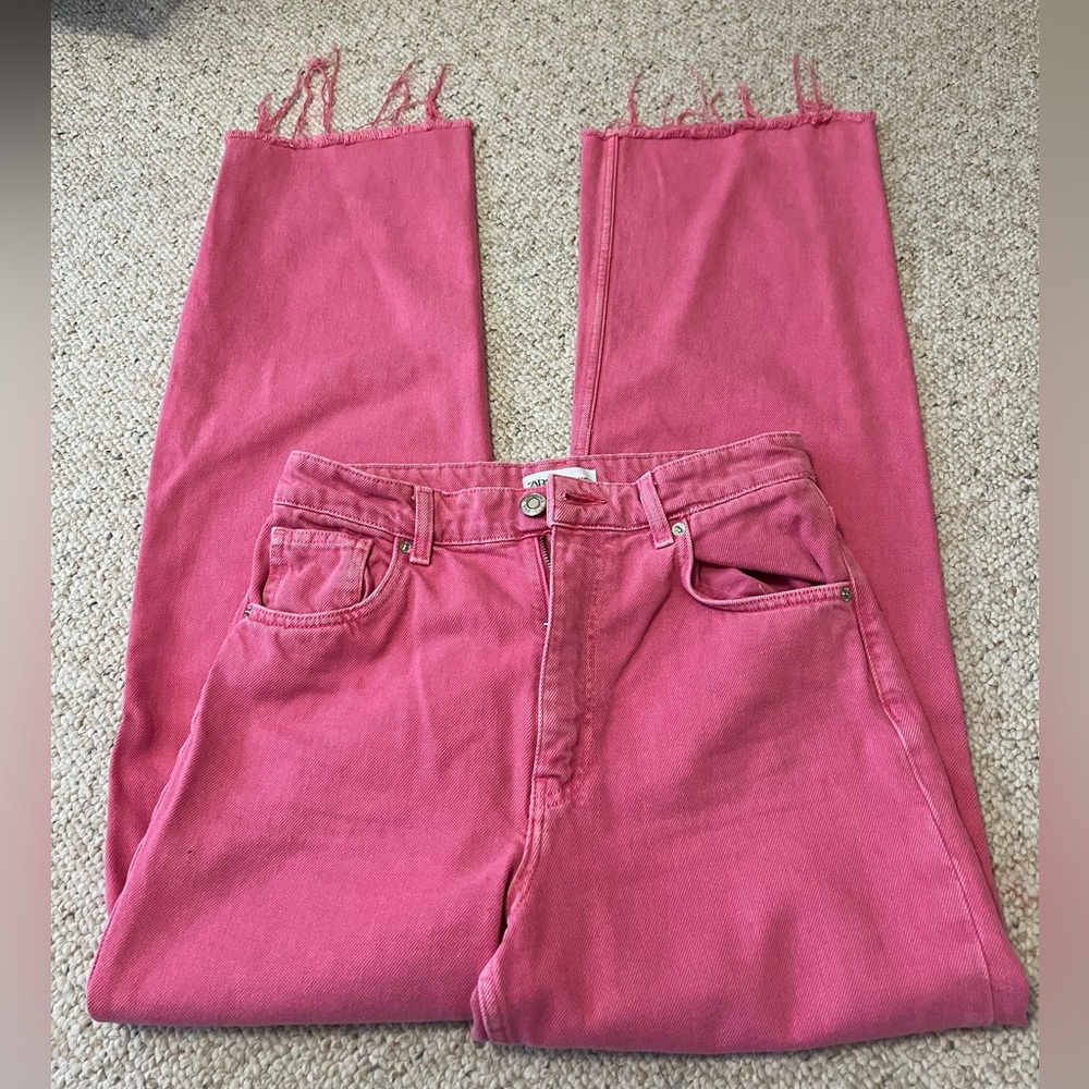 Zara wide leg pink jeans